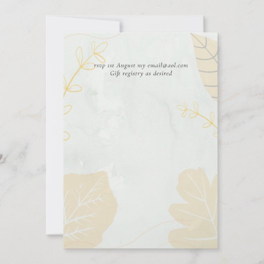 Carte LeahG Mariage Budget Gold Grey Feuilles automnales (Dos)