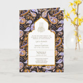 Carte LeahG Paisley Ornate Islam Mariage musulman (Fleur jaune)