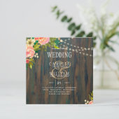 Carte LeahG Pêche Rustique Mariage Floral de corail (Debout devant)