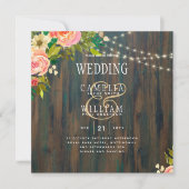 Carte LeahG Pêche Rustique Mariage Floral de corail (Devant)