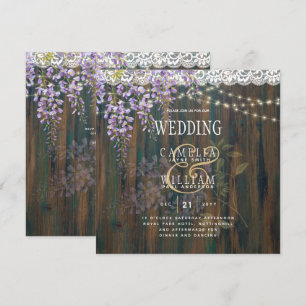 Carte LeahG Rustic WISTERIA Dentelle Floral Wedding INVI
