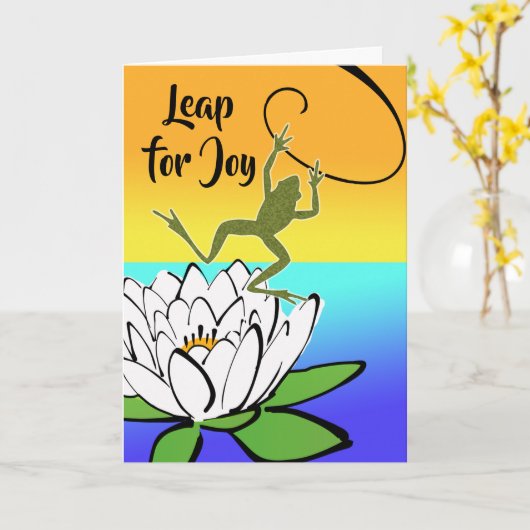 Carte Leap for Joy with Frog and Water Lily (Fleur jaune)