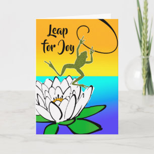 Carte Leap for Joy with Frog and Water Lily