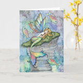Carte Leaping Carp Mermaid Greeting Card by Molly Harris (Fleur jaune)
