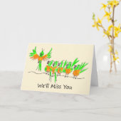 Carte Leaving Cartoon Style Parrots Saying Good Bye (Fleur jaune)