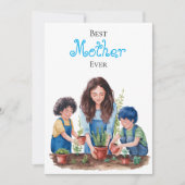 Carte Leçon de plantation de mère et fils Image à l'aqua (Devant)