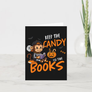Carte Lecteur de livre mignon Halloween lisant les garço