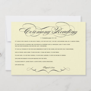 Carte Lecture de cérémonie de mariage en écriture élégan