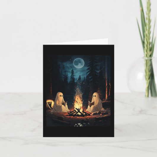 Carte Lecture du livre d'Halloween Ghost Forest Camping (Devant)