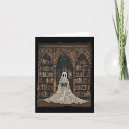 Carte Lecture Ghost Library Halloween Librairie Livre Lo (Devant)