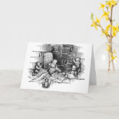 Carte Lecture nounours dans la bibliothèque (Fleur jaune)