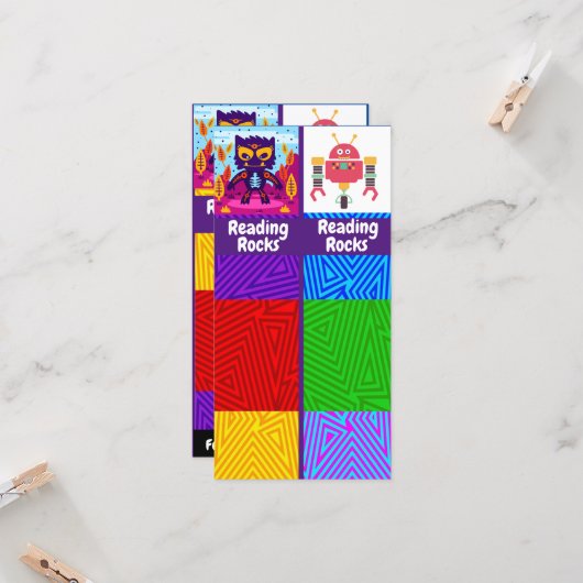 Carte Lecture Rocks, Chat, Robot Signet Card (Devant/Arrière en situation)