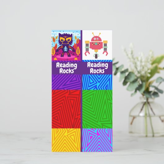 Carte Lecture Rocks, Chat, Robot Signet Card (Debout devant)