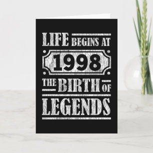 Carte Légendaire Né en 1998 Cadeau d'anniversaire Rétro