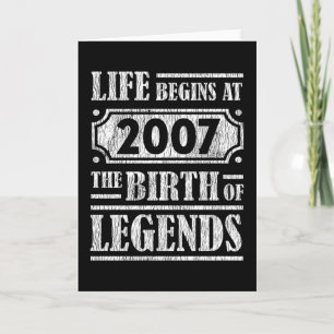 Carte Légende Né en 2007 Cadeau d'anniversaire Rétro Vin
