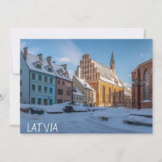 Carte L'église Saint-Pierre en hiver à Riga, Lettonie (Devant)