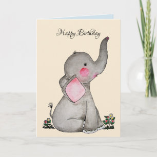 Carte L'éléphant mignon de bébé d'aquarelle avec