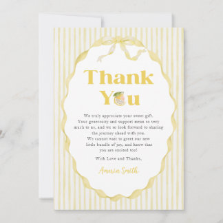 Carte Lemon Citrus Stripes Baby Shower Thank You Card
