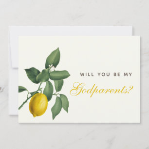 Carte Lemon Godparents Proposition Feuillage Jaune Scrip