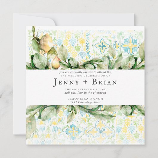 Carte Lemon Grove italienne | Boho Botanical Mariage (Devant)