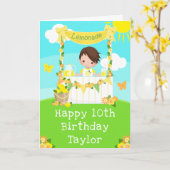 Carte Lemonade Brown Cheveux garçon Joyeux anniversaire (Fleur jaune)