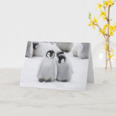 Carte L'empereur Penguin Chicks sur la glace en Antarcti (Fleur jaune)