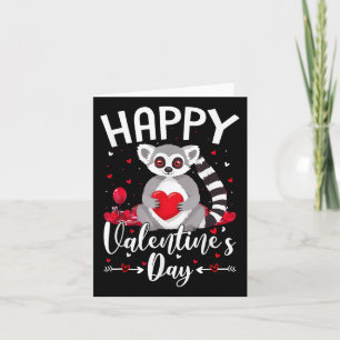Carte Lemur Holding Heart Loves Happy Valentines Day