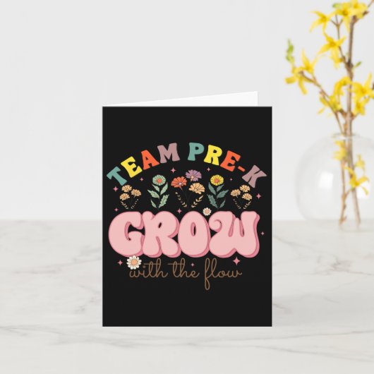 Carte L'Enseignant Pré-k De L'Équipe S'Accroît Avec L'Ap (Fleur jaune)
