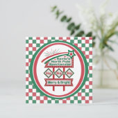 Carte L'Enseigne Rétro du Père Noël – Ho Ho Ho Joyeux &  (Debout devant)