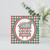 Carte L'enseigne rétro du Père Noël – Ho Ho Ho Joyeux et (Debout devant)