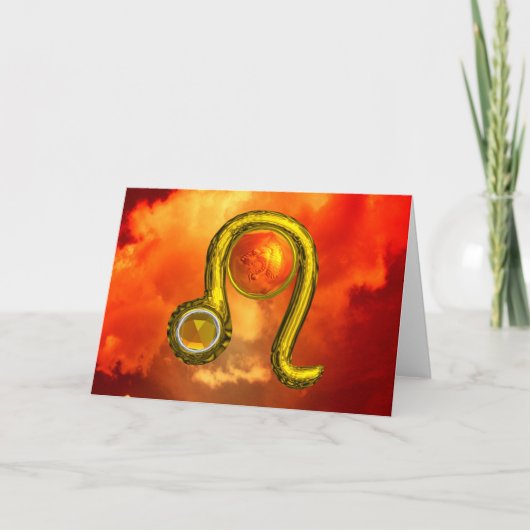 Carte LEO Jaune Topaz & Gold Zodiac Anniversaire (Devant)