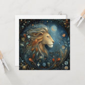 Carte Leo Lion Zodiac Astrology Celestial Birthday (Devant/Arrière en situation)