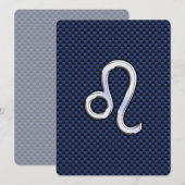 Carte Léo Zodiac Sign on Navy Blue Carbon Fiber Print (Devant / Derrière)
