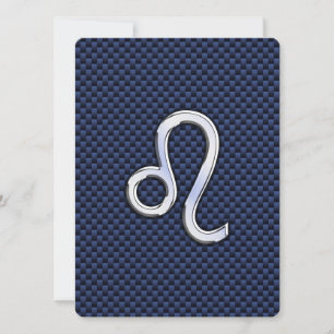 Carte Léo Zodiac Sign on Navy Blue Carbon Fiber Print
