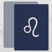 Carte Léo Zodiac Sign on Navy Blue Carbon Fiber Print (Devant / Derrière)