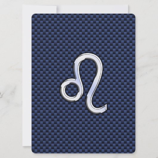 Carte Léo Zodiac Sign on Navy Blue Carbon Fiber Print (Devant)