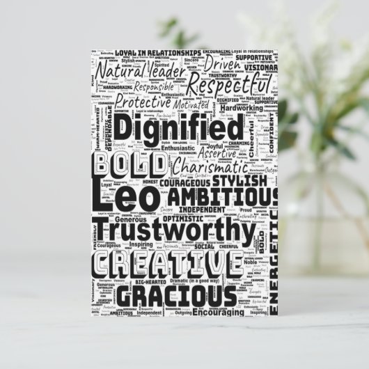 Carte Leo Zodiac Word Cloud Inspiration Salutation (Debout devant)