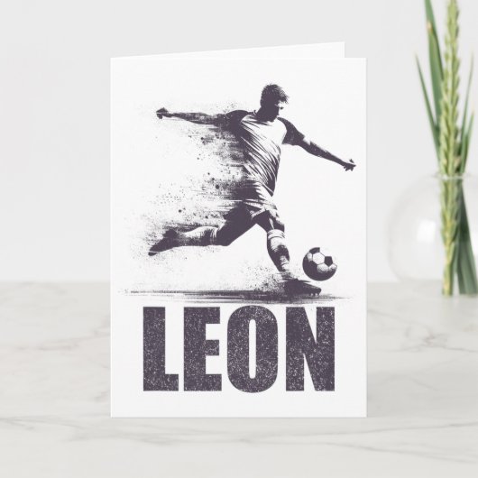 Carte Leon Soccer Boys Personalized First Name Leon (Devant)