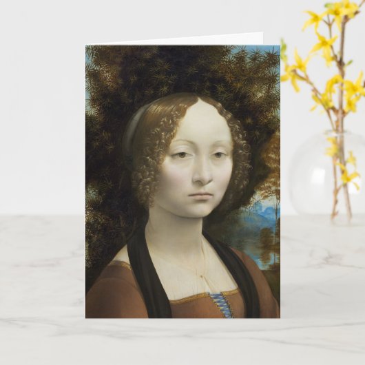 Carte Leonardo Da Vinci Ginevra De' Benci Peinture (Fleur jaune)