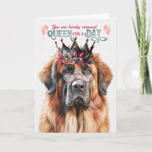 Carte Leonberger Dog Queen pour une journée d'anniversai (Devant)