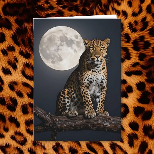 Carte Leopard and Full Moon | Happy Birthday