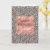 Carte Léopard blanc rose (Fleur jaune)