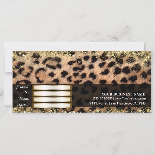 Carte Leopard Cheetah Gold Parties scintillant Glam cert (Dos)