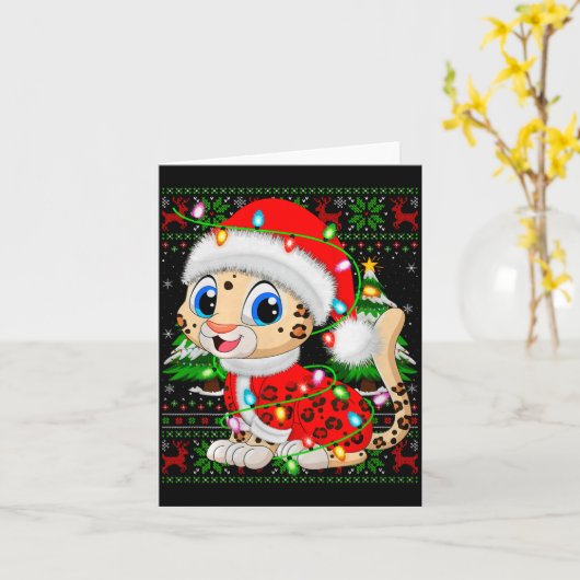 Carte Leopard Christmas Lights Santa Costume Ugly Xmas S (Fleur jaune)