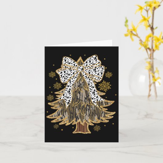 Carte Leopard Coquette Bow Camo Christmas Tree Chasse G (Fleur jaune)