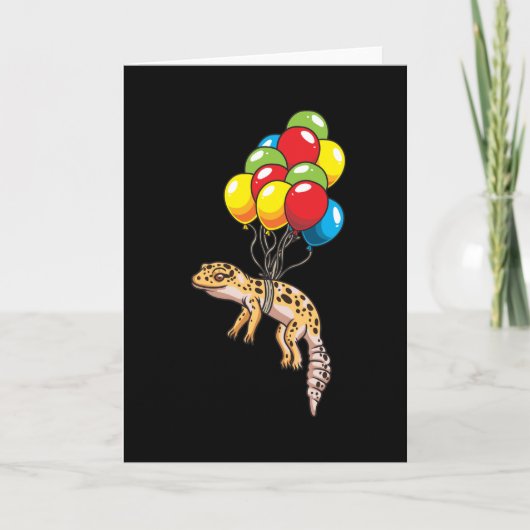 Carte Leopard Gecko Avec Balloons Cadeau (Devant)