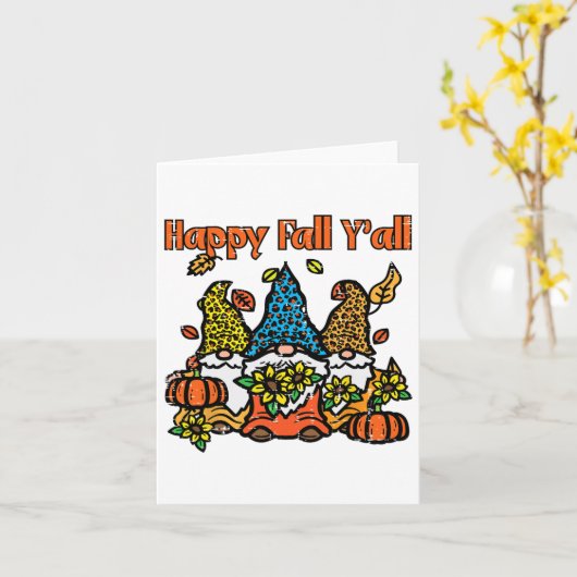 Carte Leopard Gnomes Happy Fall Yall Thanksgiving Men Ww (Fleur jaune)