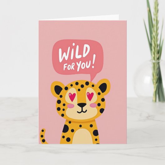 Carte Léopard Mignon Fou Amoureux (Devant)