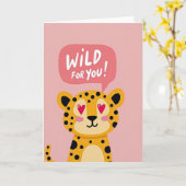 Carte Léopard Mignon Fou Amoureux (Fleur jaune)