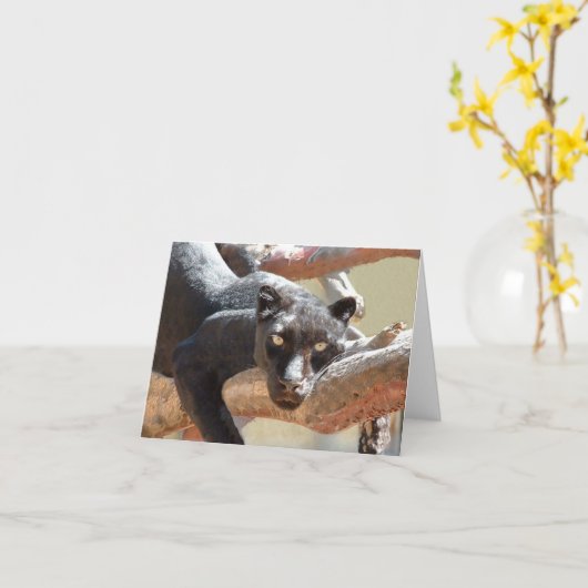 Carte Léopard noir (Fleur jaune)